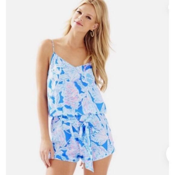Lilly Pulitzer Deanna Feeling Tanked Print Tank Short Romper - Picture 1 of 7